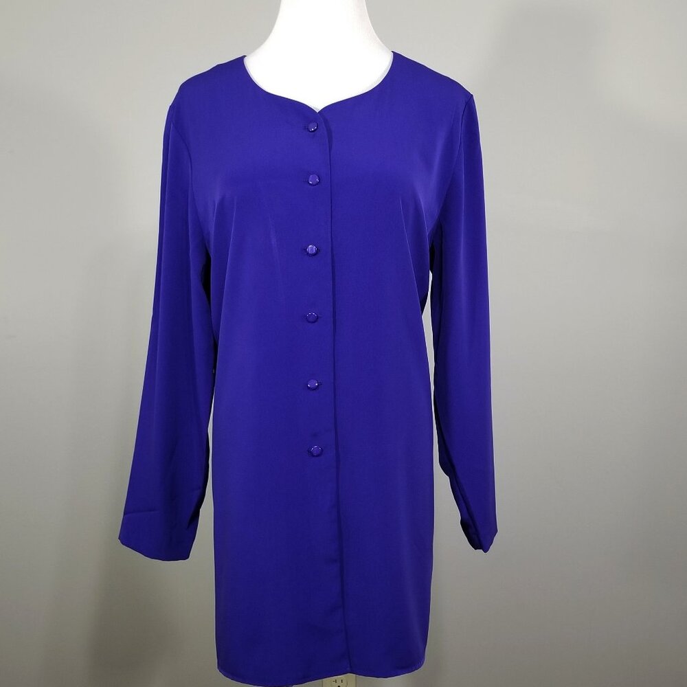 Vintage NWT Susan Graver QVC SG Sport Purply Blue Sand Washed 3/4 Sleeve Top M